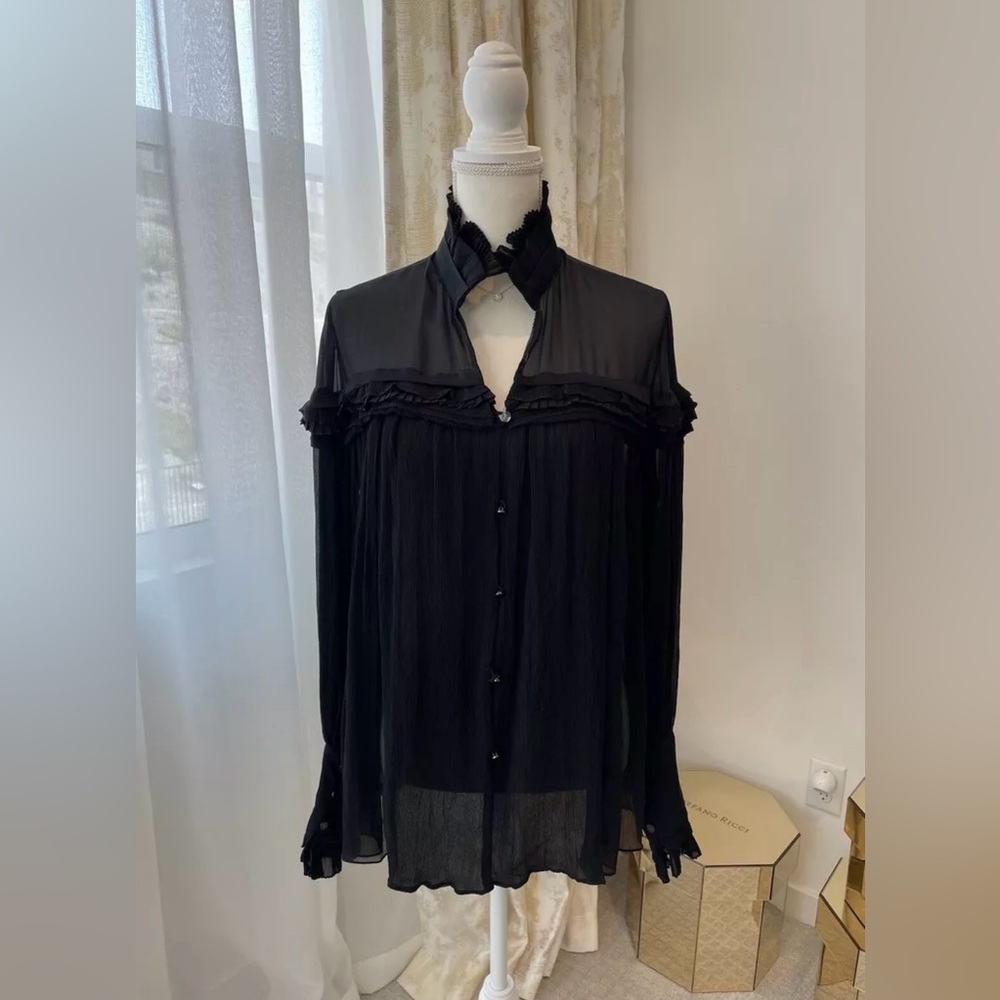 BNWOT Roberto Cavalli Black Silk Blouse, IT44